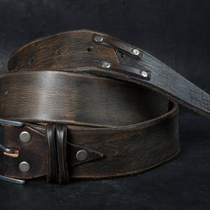Distressed Leather, Brown Belt, Leather for Him, Mens Leather Accessories,Mens Belt, Men's Handmade Leather,Custom leather belts,Unique gift image 2