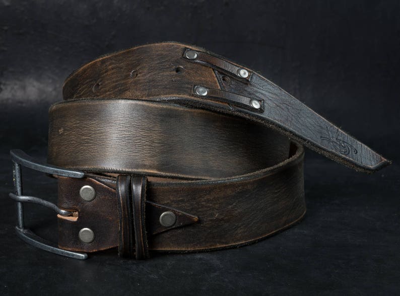 Distressed Leather, Brown Belt, Leather for Him, Mens Leather Accessories,Mens Belt, Men's Handmade Leather,Custom leather belts,Unique gift image 2