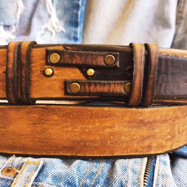 Leather Belt Without Buckle Etsy