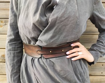 Unique Brown Leather Waist Belt for Women - Wide Dress Belt - Leather Gift for Her - Handmade Leather Belt by ISHAOR