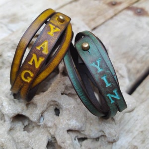Turquoise leather dog collar with brown wash. To add good girl image 2