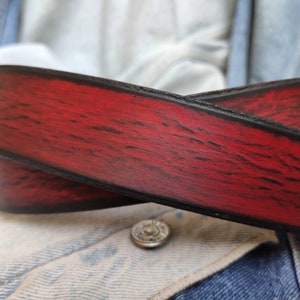Men's Leather Belt, Red Belt, Mens Leather Accessories, Custom Leather Belt, Genuine Leather, Leather Belt, Men's Belt, Belt for Him, image 3