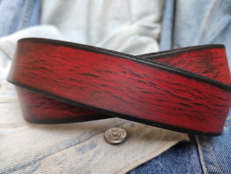 Men's Leather Belt, Red Belt, Mens Leather Accessories, Custom Leather Belt, Genuine Leather, Leather Belt, Men's Belt, Belt for Him, image 3