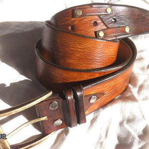 Unique Handmade Brown Men's Leather Belt the Perfect Leather Gift for him or her Medieval leather belt Leather Men's accessories ishaor