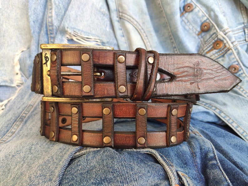Brown Leather Belt Men's Belt Vintage Belt Leather | Etsy
