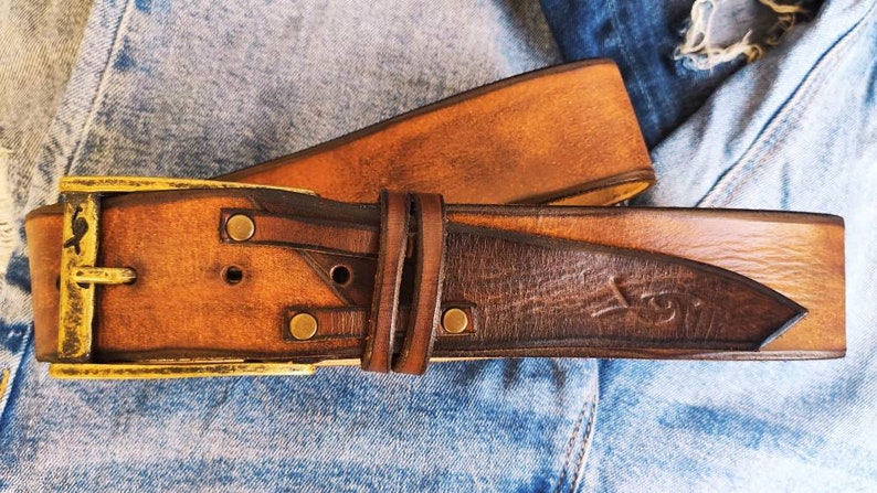 Custom leather belt, Genuine Leather, Men's Fashion, Men's Belt, Brown Belt, Leather Wear, Belt Buckle, Artisan Accessories, Men's Design image 9