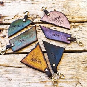 Personalized leather Family keychain, New design by ishaor leather heart that is cut into a parts and you can divide.