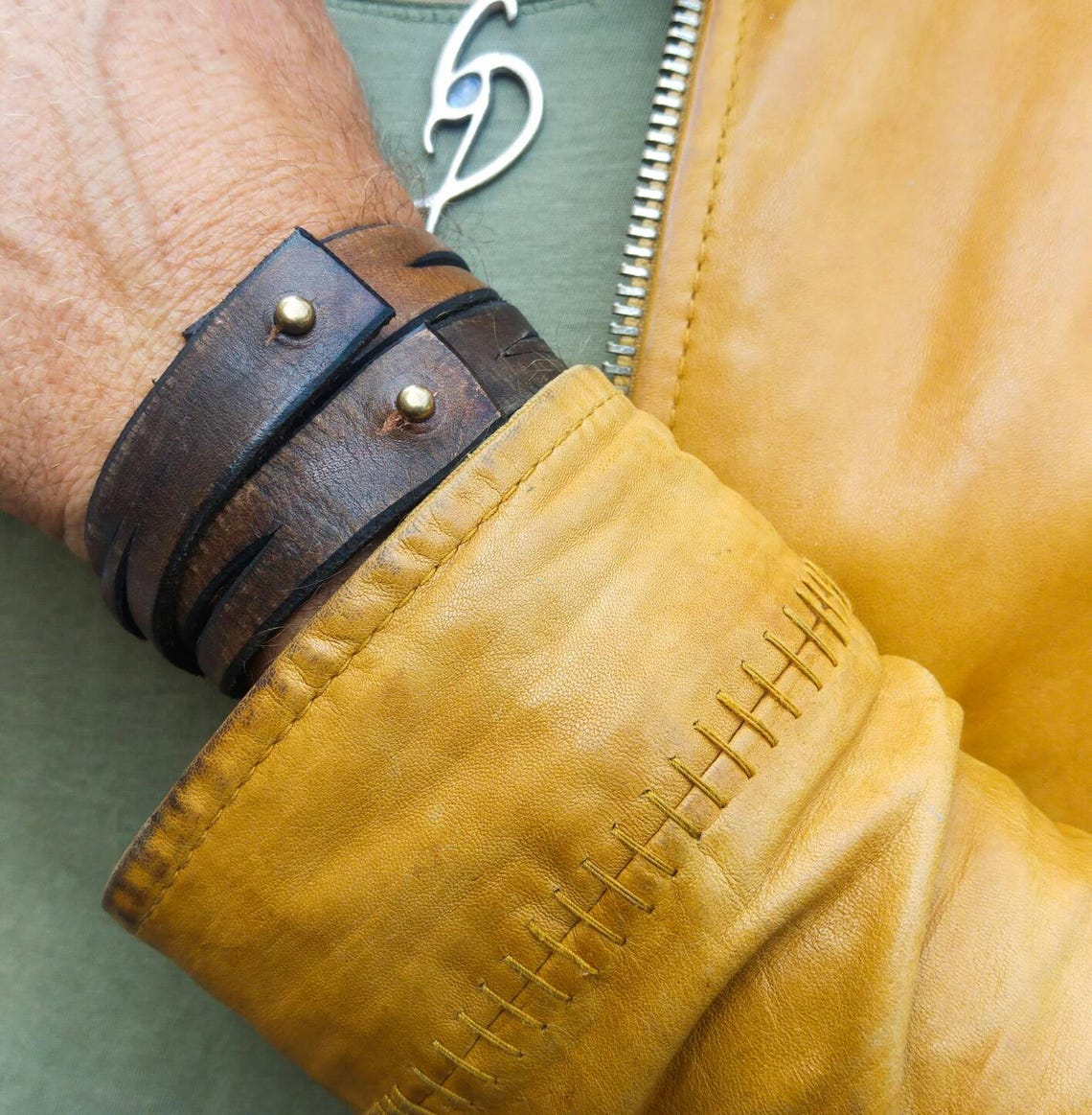 Bracelet for Men Leather Cuff Men's Cuff Bracelet Brown Etsy