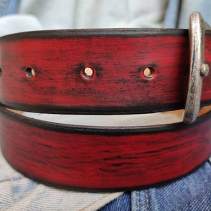 Men's Leather Belt, Red Belt, Mens Leather Accessories, Custom Leather Belt, Genuine Leather, Leather Belt, Men's Belt, Belt for Him, image 5