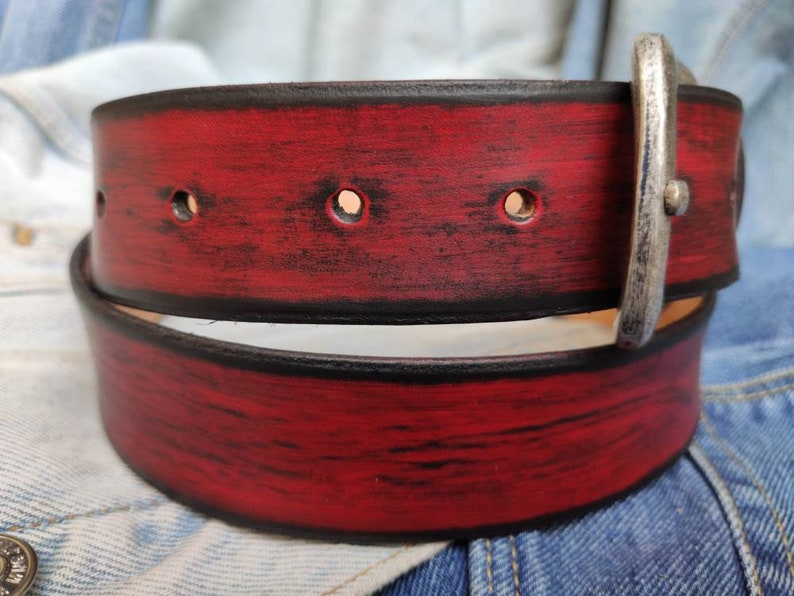 Men's Leather Belt, Red Belt, Mens Leather Accessories, Custom Leather Belt, Genuine Leather, Leather Belt, Men's Belt, Belt for Him, image 5