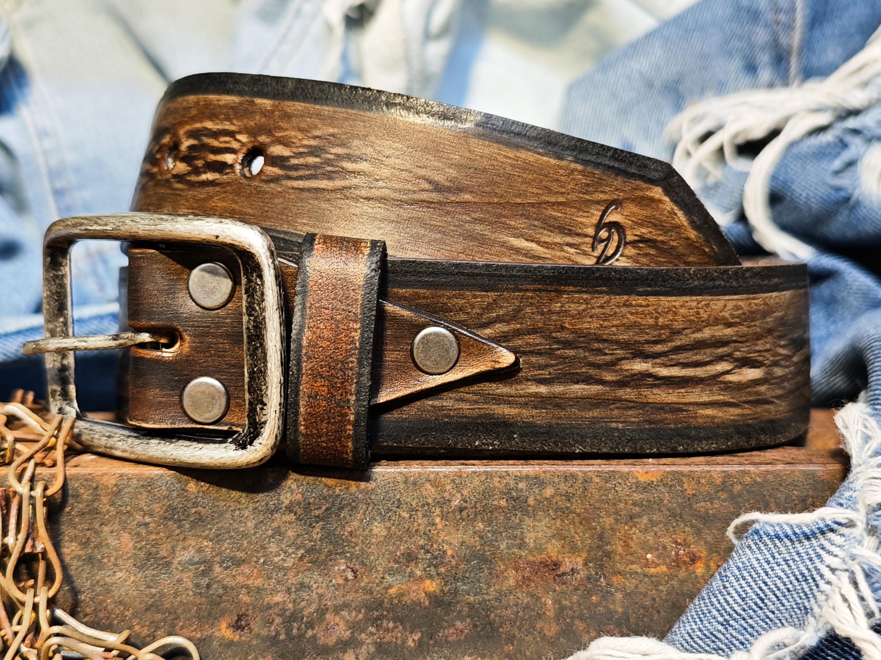 Brown textured leather belt with etched silver buckle and 9 etched squares Amazon.com: AGUTALITHIC Men Women Leather Belt with Engraved  main image 2