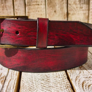 Vintage Distressed Red Leather Belt Accessory by Ishaor