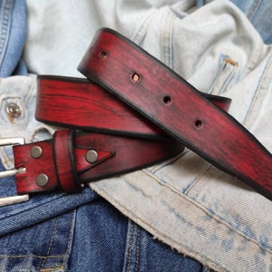 Men's Leather Belt, Red Belt, Mens Leather Accessories, Custom Leather Belt, Genuine Leather, Leather Belt, Men's Belt, Belt for Him, image 6
