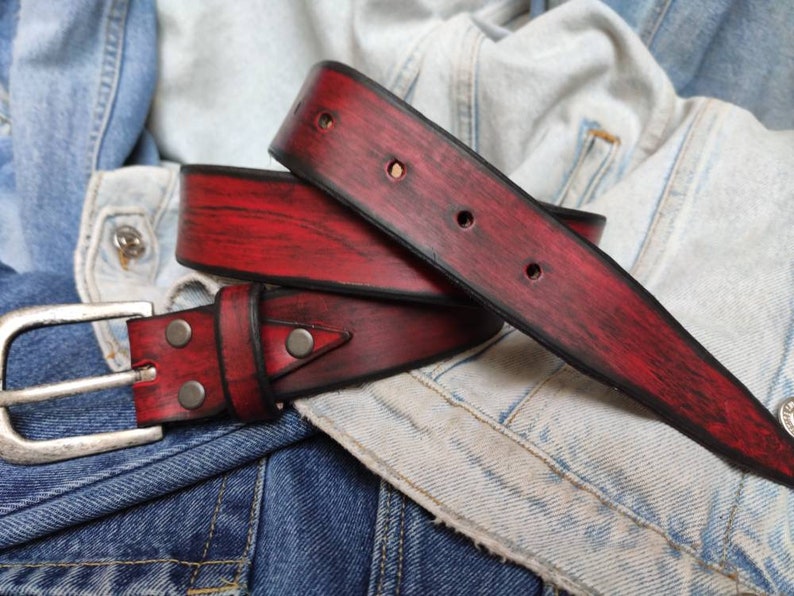 Men's Leather Belt, Red Belt, Mens Leather Accessories, Custom Leather Belt, Genuine Leather, Leather Belt, Men's Belt, Belt for Him, image 6