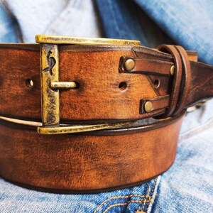 Custom leather belt, Genuine Leather, Men's Fashion, Men's Belt, Brown Belt, Leather Wear, Belt Buckle, Artisan Accessories, Men's Design image 4