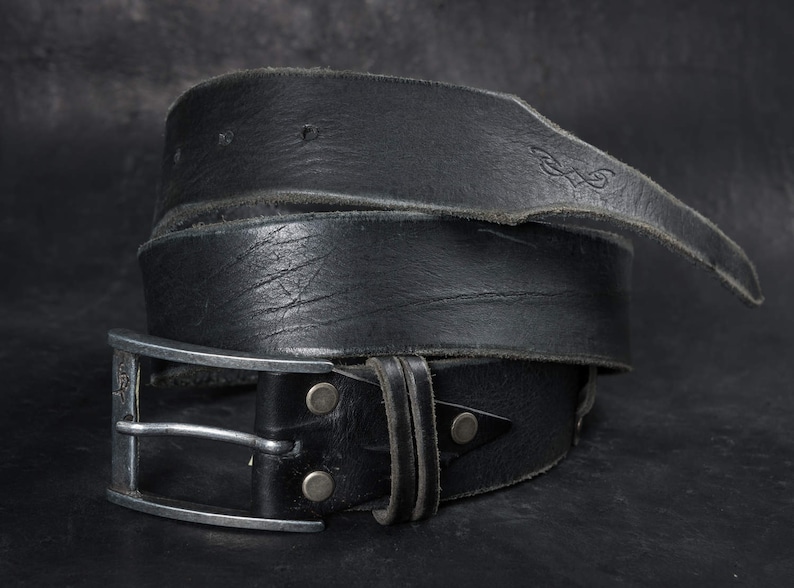 Black Leather Belt Custom Leather Belt Grunge Style Leather Etsy