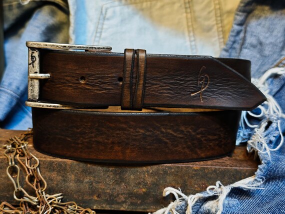 Personalized Full Grain Leather Belt, Brown Mens Belt