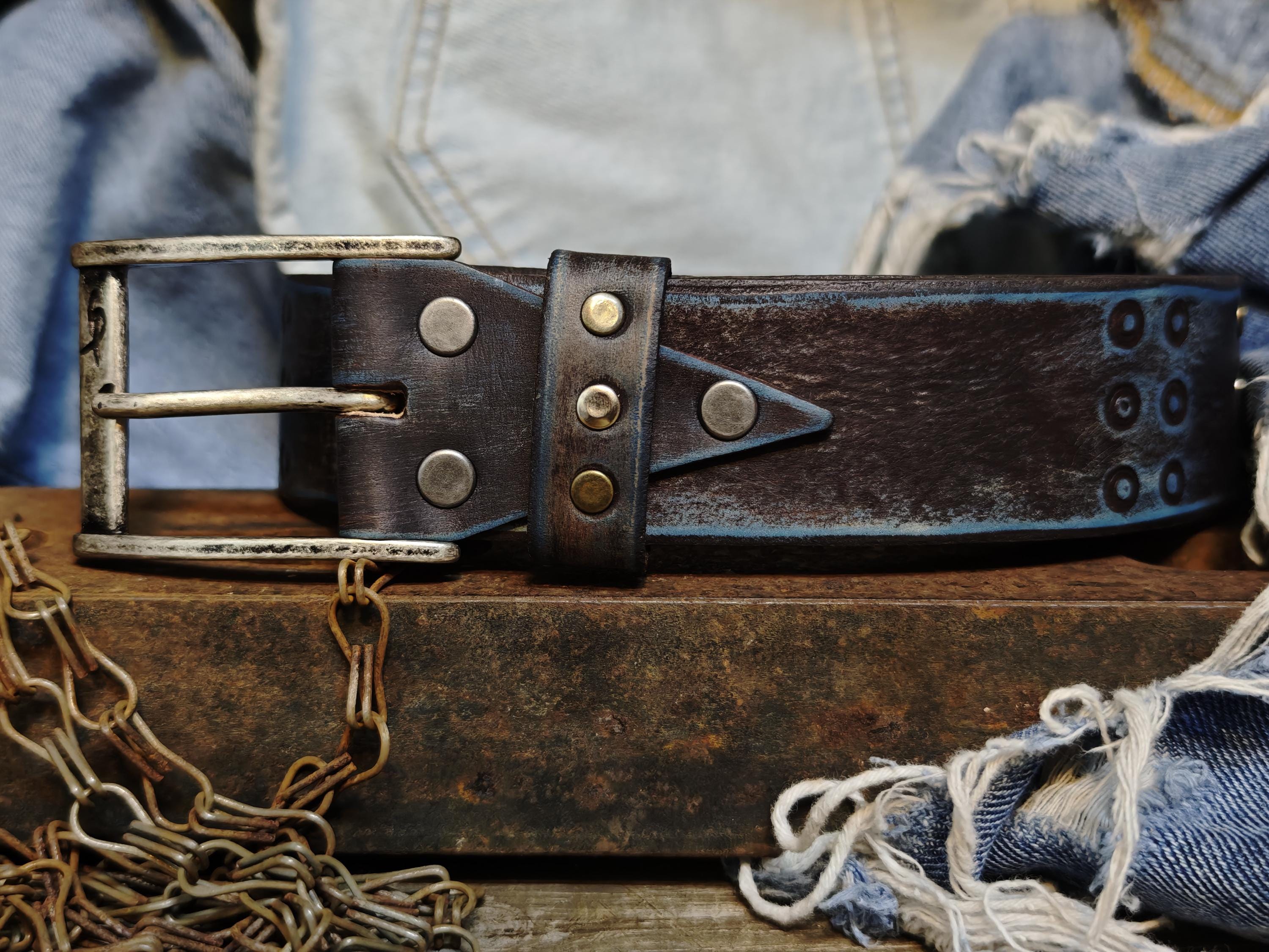 Boutique style artesian leather belt handcrafted Studio_DArtisan_B81_NAT0455.  main image 4