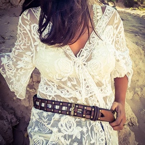Unisex Vintage Brown Leather Belt - Customizable Ishaor Mens and Womens Gift