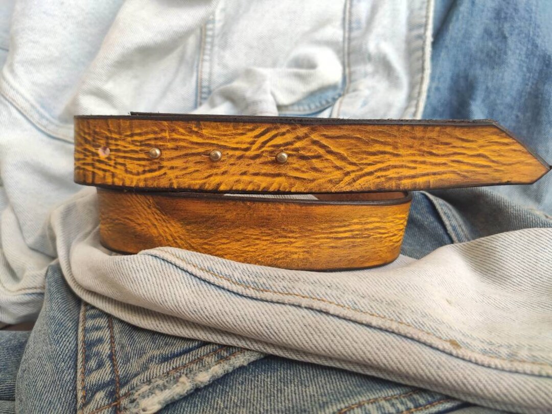 Men's Yellow Leather Belt With Brown, Mens Leather Accessories Custom