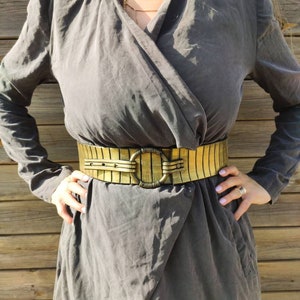 Gold Leather Wide Waist Belt for Women - Personalized Dress Belt - Statement Fashion Belt - Father&#39;s Day Gift