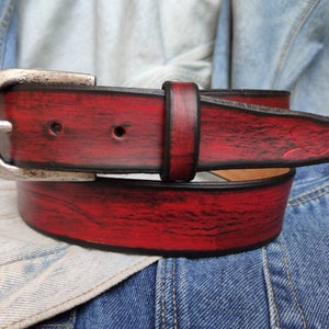 Men's Leather Belt, Red Belt, Mens Leather Accessories, Custom Leather Belt, Genuine Leather, Leather Belt, Men's Belt, Belt for Him, image 4
