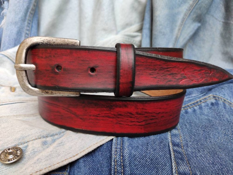 Men's Leather Belt, Red Belt, Mens Leather Accessories, Custom Leather Belt, Genuine Leather, Leather Belt, Men's Belt, Belt for Him, image 4