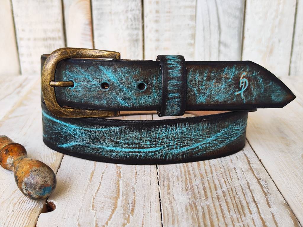 Genuine Turquoise Handmade Leather Belt s-l1200.jpg main image 4