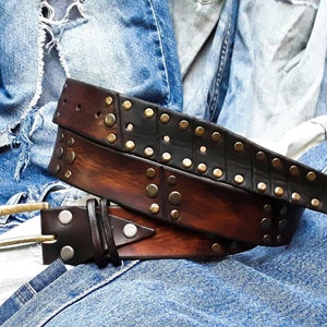Rustic Style, Men's Belt, Unique Leather, Men's Brown Leather, Custom ...