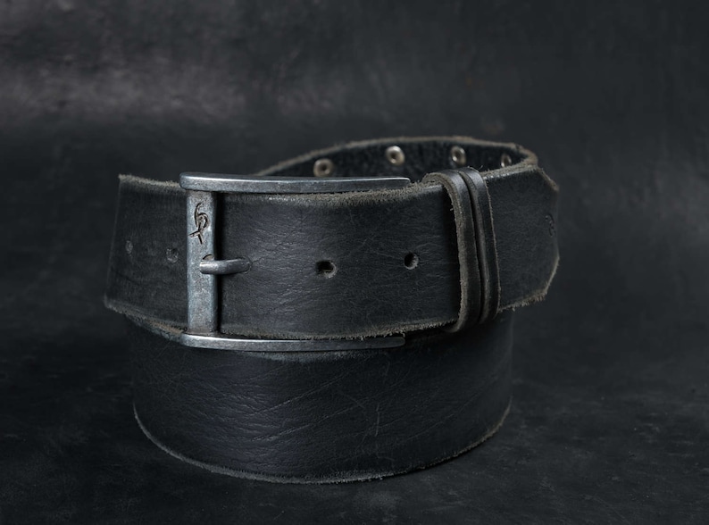 Black Leather Belt Custom Leather Belt Grunge Style Leather Etsy