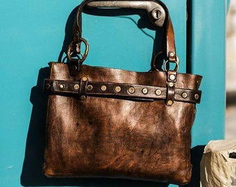 Brown Leather Bag, Woman's Clutch Bag, Boho Leather Bag, Designer Bag, Her Purse, Brown Handbag, Leather Handbag, Leather Gift for Her