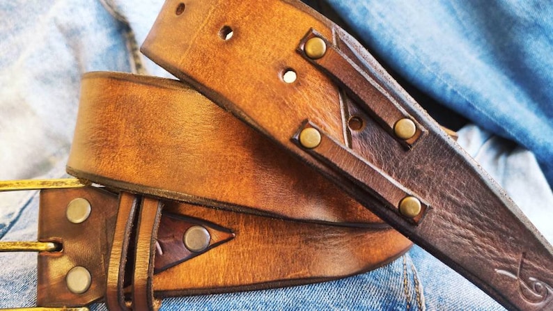 Custom leather belt, Genuine Leather, Men's Fashion, Men's Belt, Brown Belt, Leather Wear, Belt Buckle, Artisan Accessories, Men's Design image 3