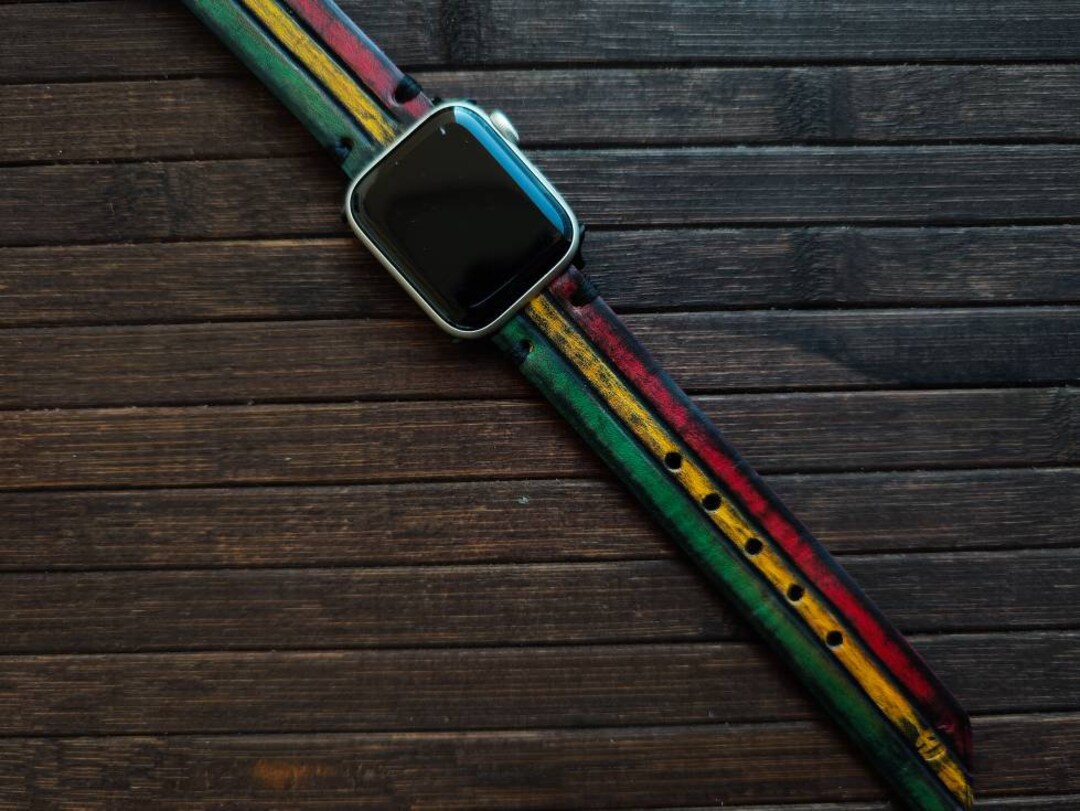 Apple Watch Band Rasta Leather Personalized Handmade Leather Apple