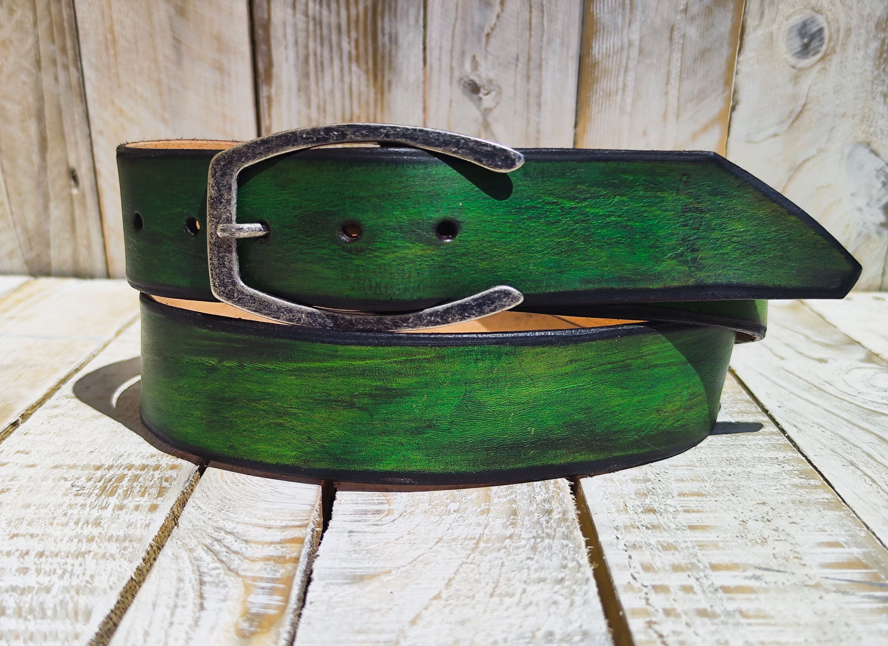 Töpfer Leather Belt with Ornate Jewel Buckle – Deep Dark Green Size 85 TOPFER Black Leather Gold Buckle and designs Sz 85 (US 34  main image 4