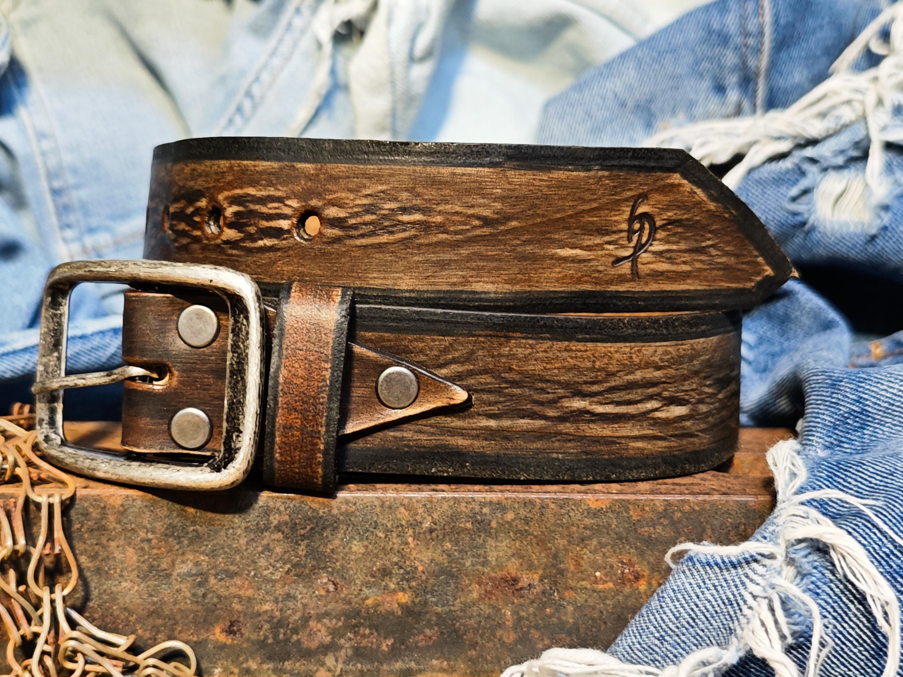 Handcrafted Dark Brown Leather Belt – Square Silver Buckle 