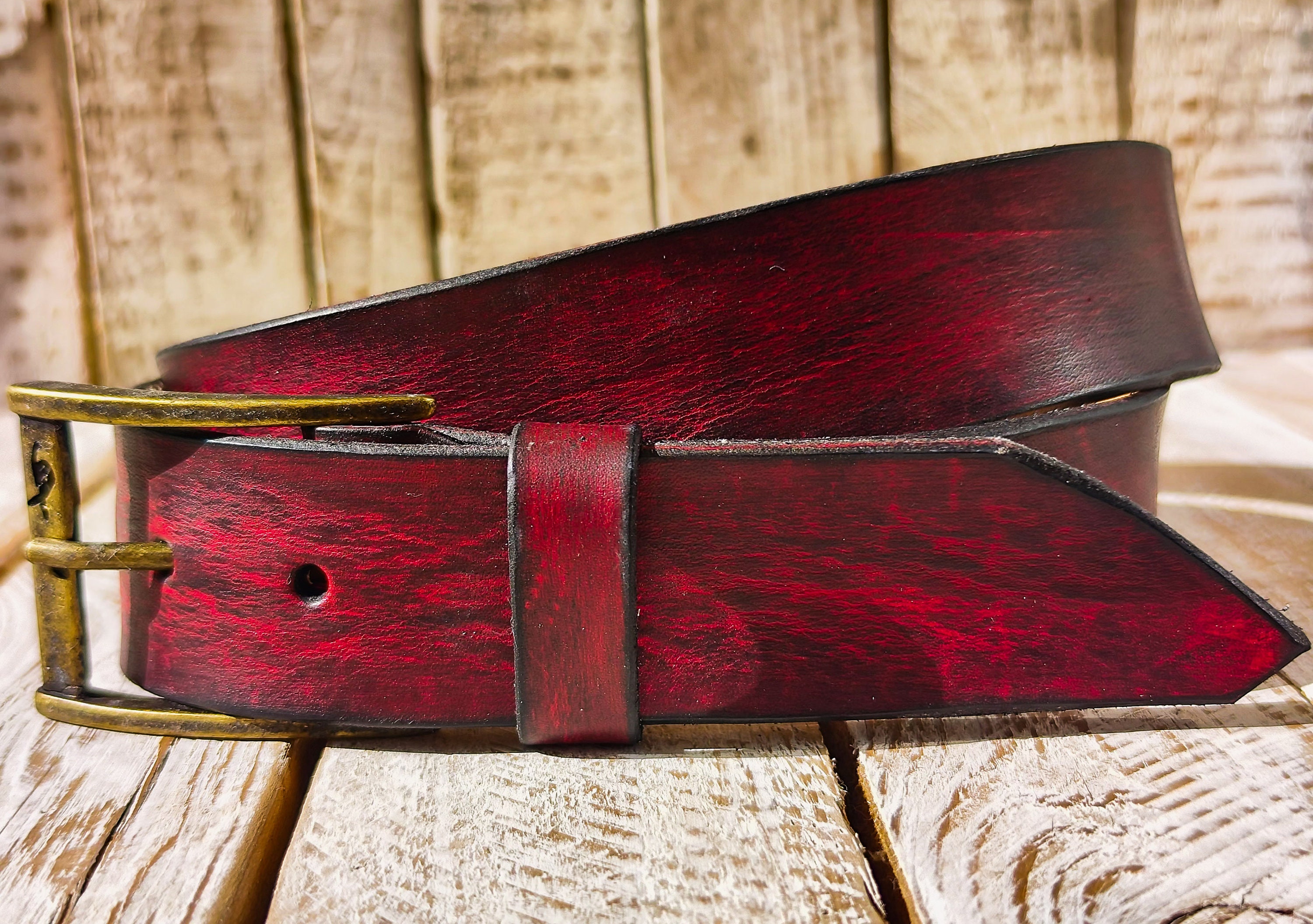 Vintage Distressed Red Leather Belt Accessory by Ishaor - Etsy