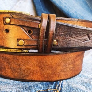 Custom leather belt, Genuine Leather, Men's Fashion, Men's Belt, Brown Belt, Leather Wear, Belt Buckle, Artisan Accessories, Men's Design image 1