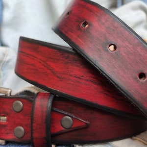 Men's Leather Belt, Red Belt, Mens Leather Accessories, Custom Leather Belt, Genuine Leather, Leather Belt, Men's Belt, Belt for Him, image 2