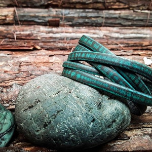 Mens Genuine Leather Cuff Bracelet with Turquoise Accents - Handcrafted Wrap Bracelet