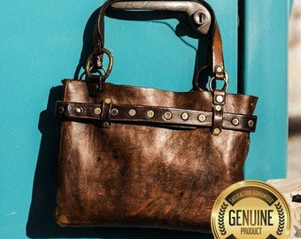 Brown Leather Designer Bag - Boho Womens Clutch - Handcrafted Leather Gift for Her