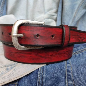 Men's Leather Belt, Red Belt, Mens Leather Accessories, Custom Leather Belt, Genuine Leather, Leather Belt, Men's Belt, Belt for Him, image 1