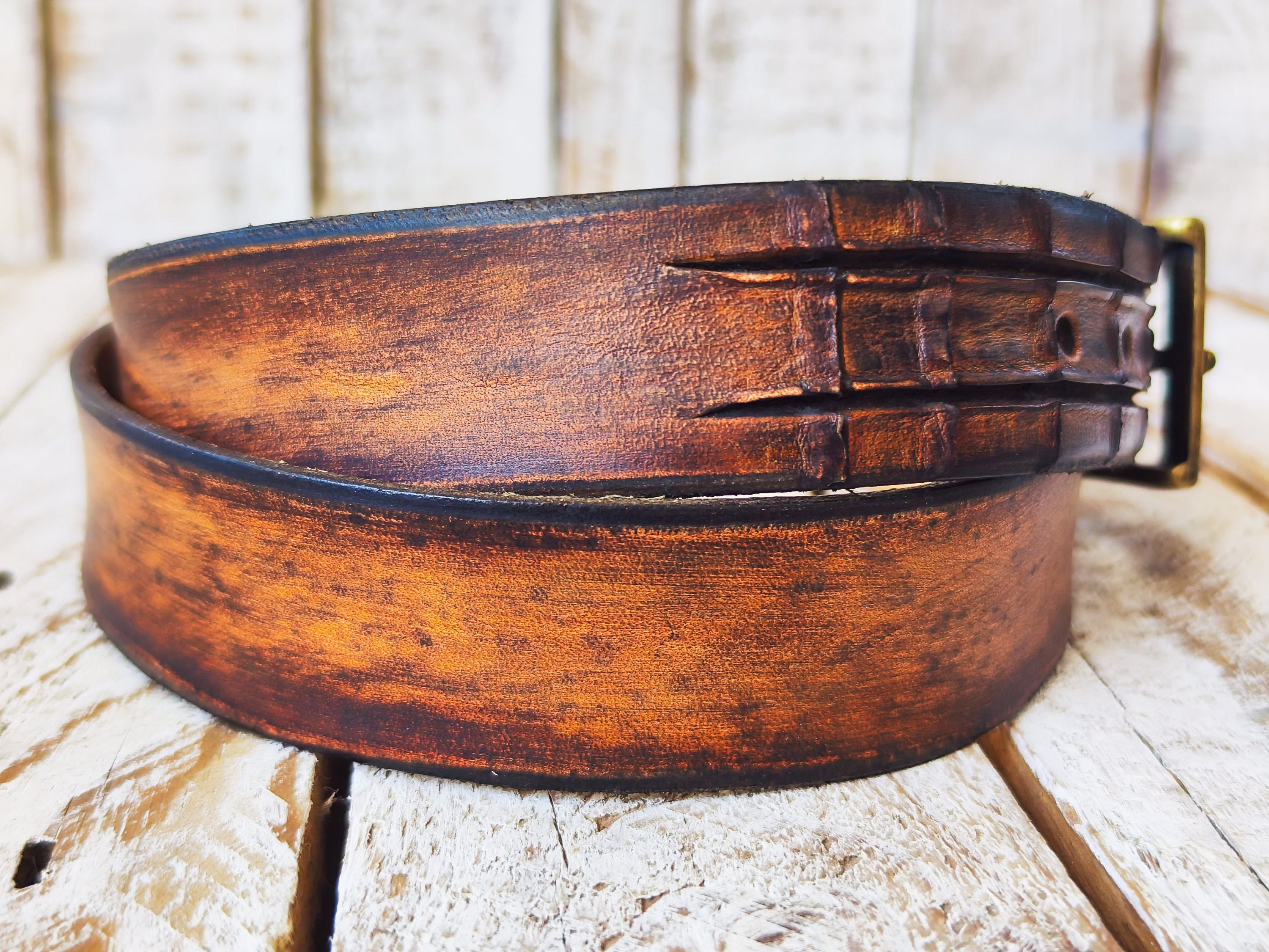 ●DOFFJASON● Cowhide Crocodile Pattern Belt BROWN DJ24SSCBT Cowhide Crocodile Pattern Belt BROWN - DOFFJASON