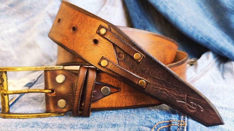 Custom leather belt, Genuine Leather, Men's Fashion, Men's Belt, Brown Belt, Leather Wear, Belt Buckle, Artisan Accessories, Men's Design image 2