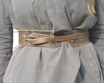 Handcrafted Brown Leather Waist Belt - Women's Fashion, Unique Leather Accessory