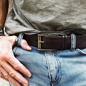 Ishaor Handmade Brown Leather Rodeo Style Belt - High-Quality for Everyday Wear