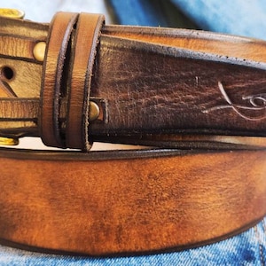 Custom leather belt, Genuine Leather, Men's Fashion, Men's Belt, Brown Belt, Leather Wear, Belt Buckle, Artisan Accessories, Men's Design image 5