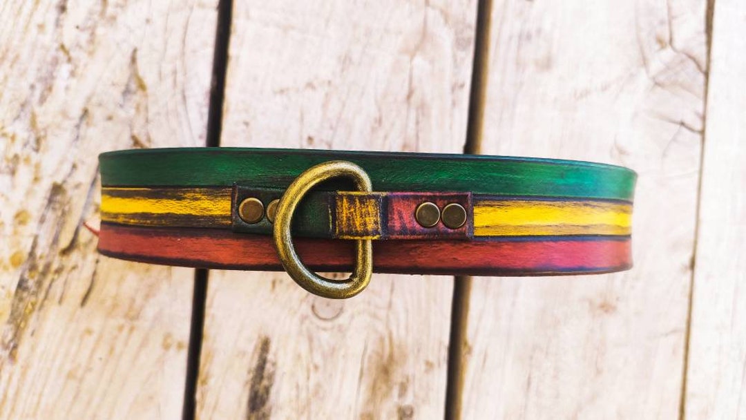 Rasta Dog Collar Rastafarian Dog Collar With Red Yellow Green Stripes