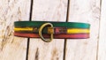 Rasta Dog Collar Rastafarian Dog Collar with Red Yellow Green Stripes and Brown wash, Bob Marley Jamaican leather dog  collar with name product logo