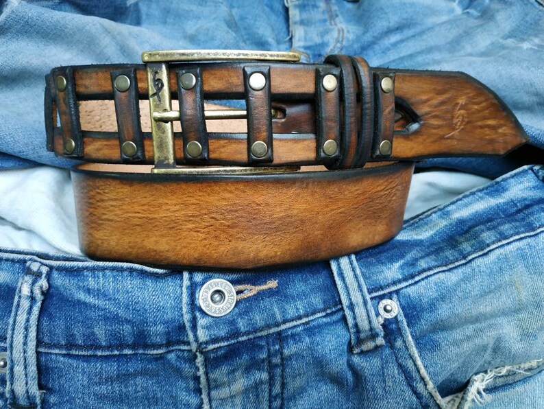 Buckle Belt Men's Style Brown Belt Fashion Leather Etsy