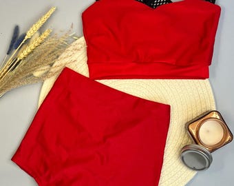 Damen Activewear Set Top und Shorts, Fitness Workout Outfit mit Shorts mit hoher oder niedriger Taille, Kleidungsset in benutzerdefinierten Farben für das Training